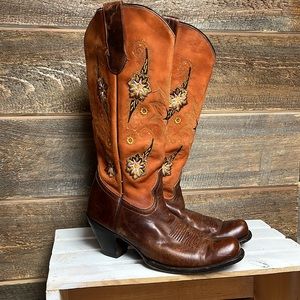 Sonora by Double H Boots Womens 9 Western Floral Embroidered Leather Cowgirl